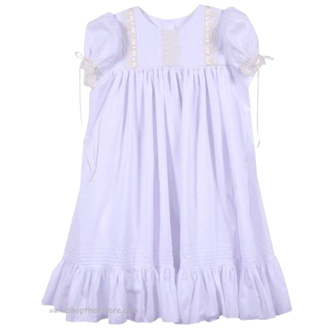 LaJenns White & Ecru Ruffle Heirloom Dress - ShopThatStore.com