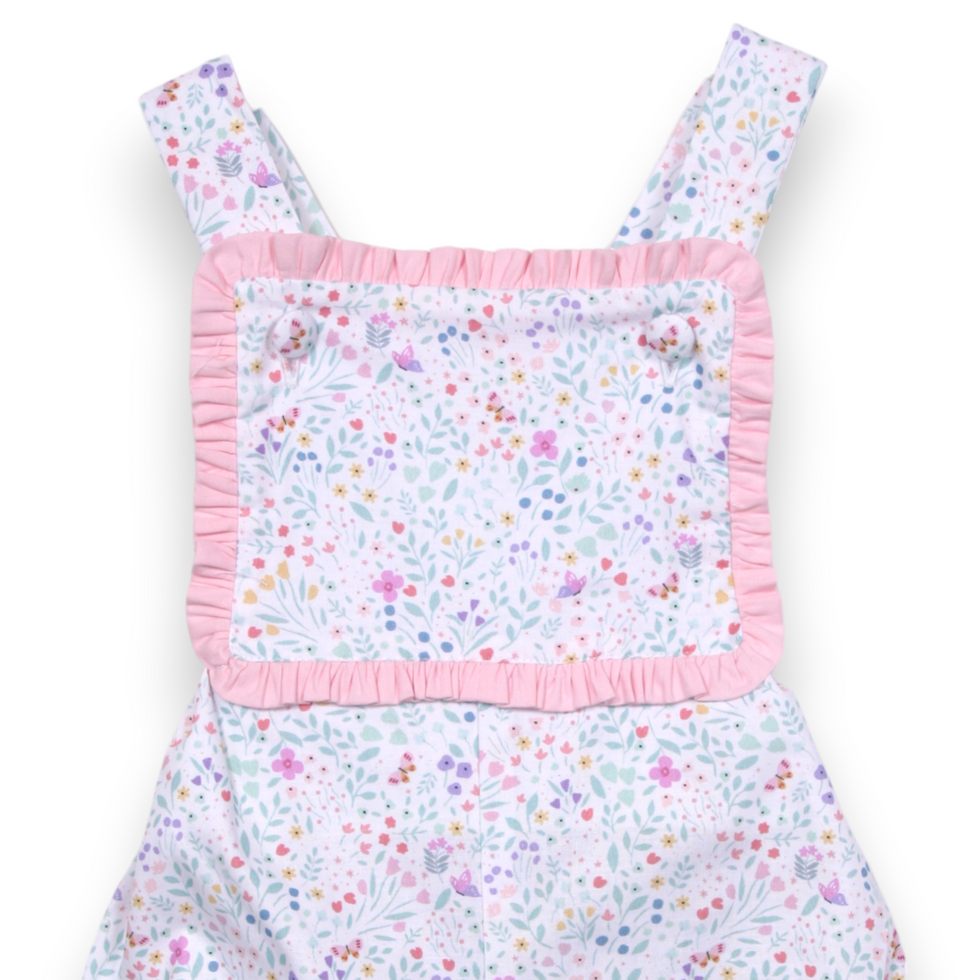 Meadow Pink Floral Catrine Sunsuit, close up