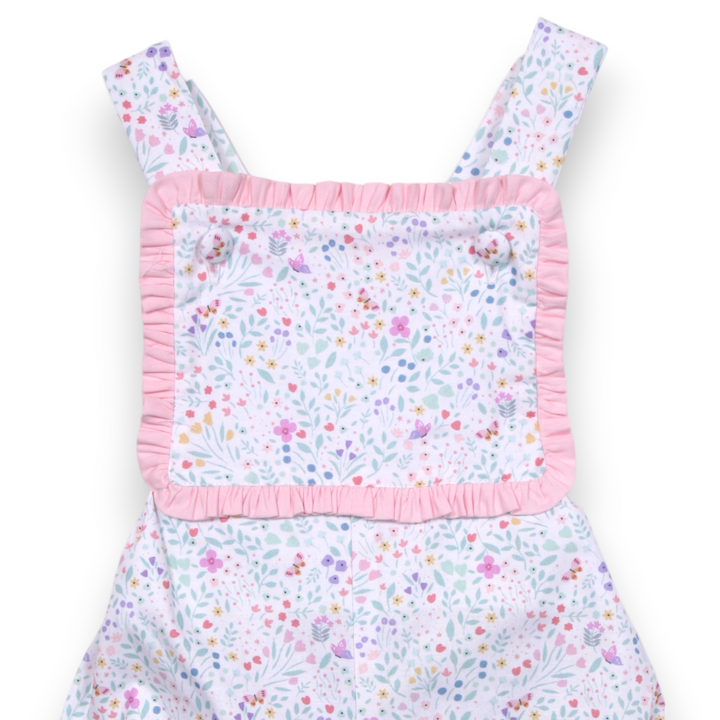 Meadow Pink Floral Catrine Sunsuit, close up