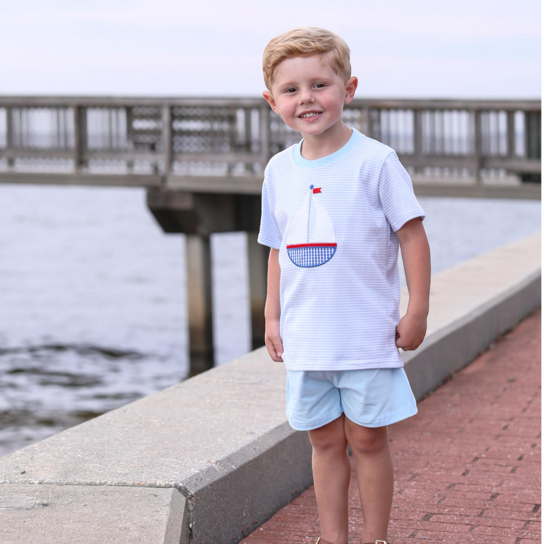 Sailboat Blue Stripe Shirt, child