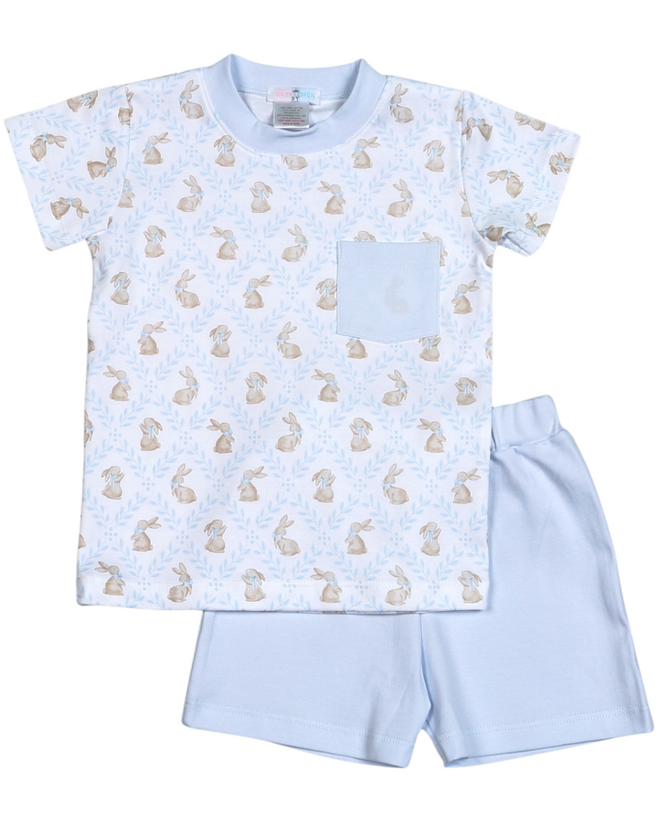 Easter Bunnies Blue Pima Short Set, That Store, front