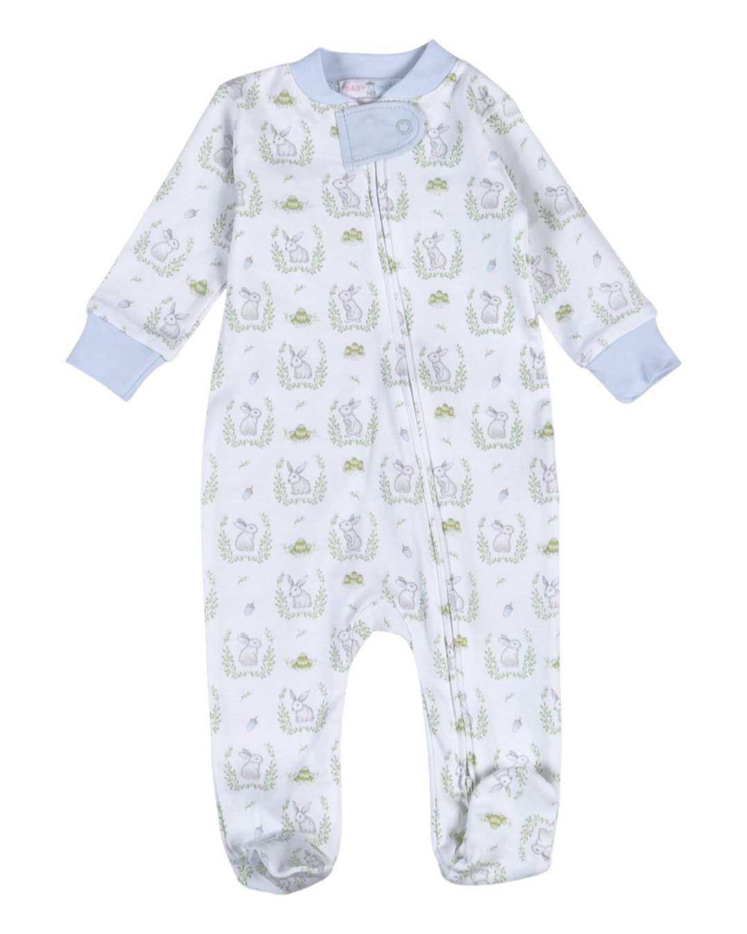 Baby onesie with animal pattern on a white background