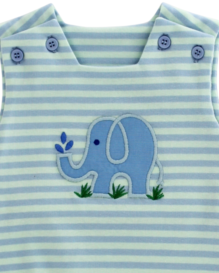 Ele-Fun Times - Appliqué Boys Blue Stripe Knit Bubble