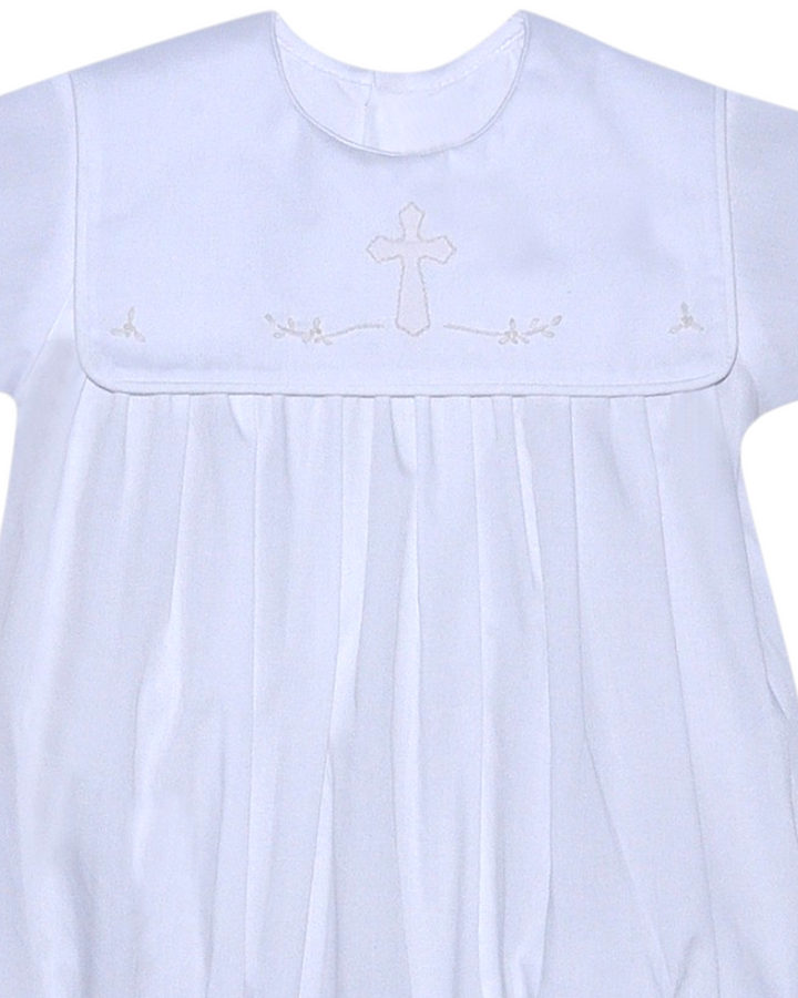Ellis Boys White Boys Bubble with Ecru Cross, That Store, close up