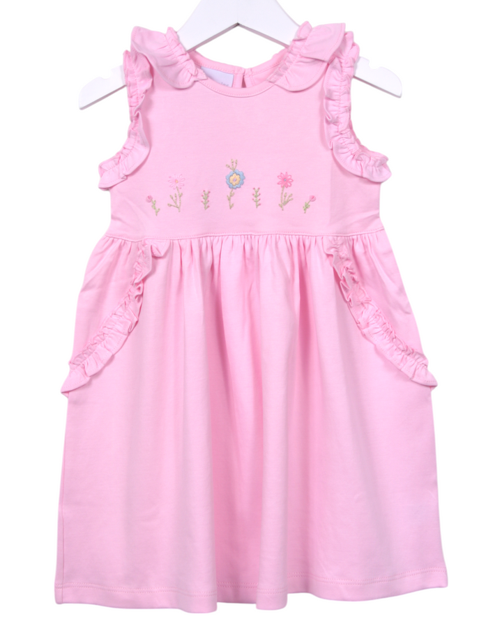 Embroidered Flowers Pink Ruffle Dress, That Store, front