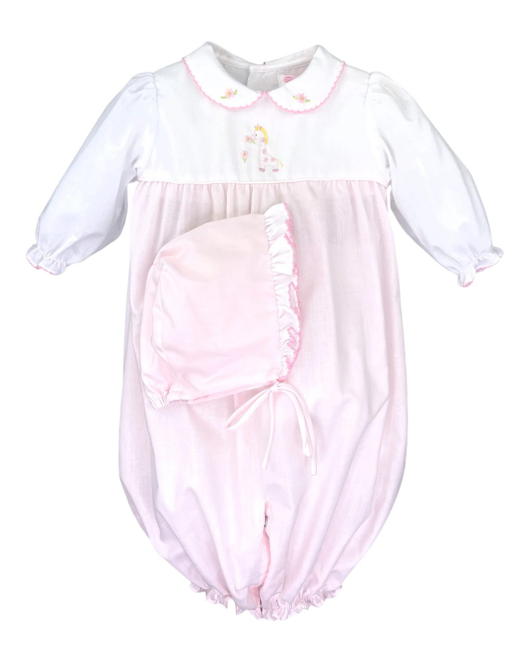 Embroidered Giraffe Convertible Pink Girl's Gown, Shop That Store, front