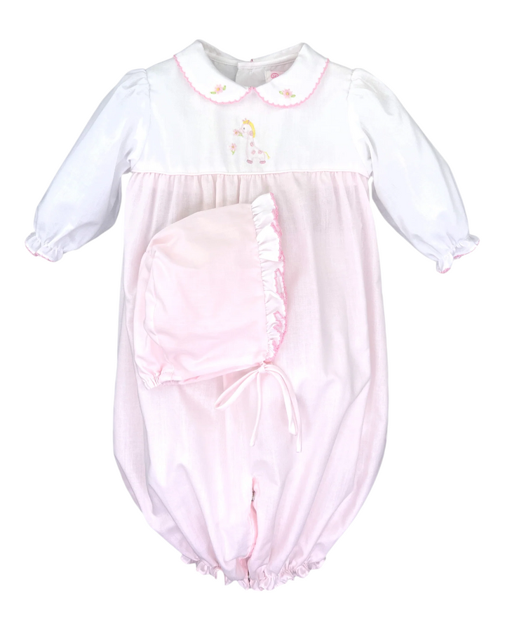 Embroidered Giraffe Convertible Pink Girl's Gown, Shop That Store, front