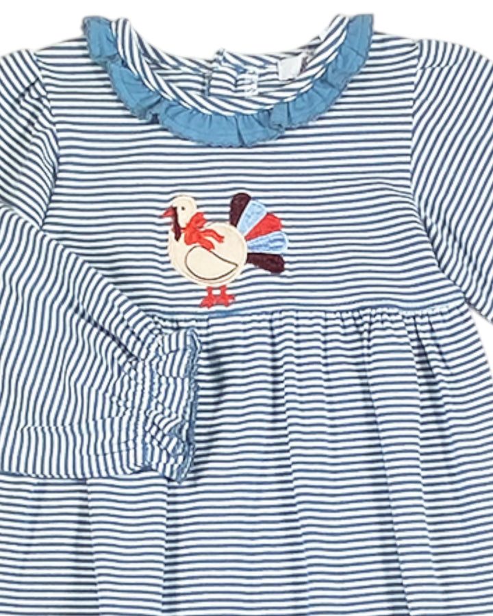 Turkey Girls Blue Stripe Ruffle Romper
