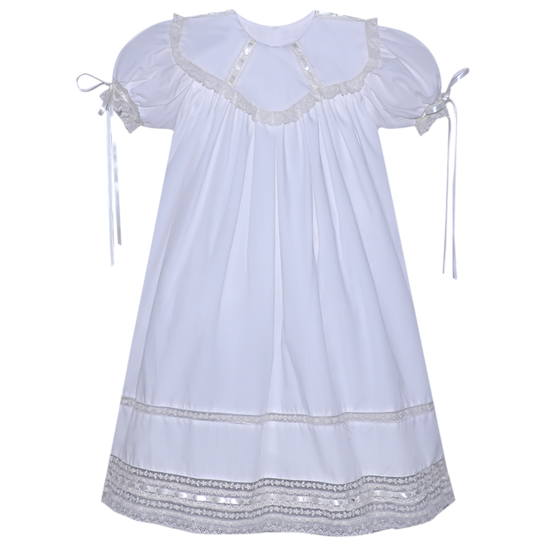 Paisley Heirloom White with Ecru Lace Dress, front