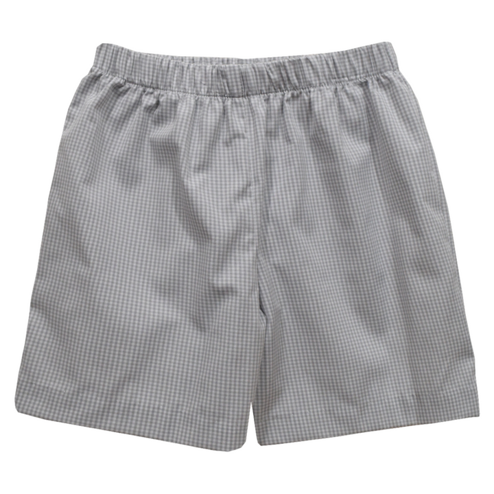 Gray Gingham Boys Pull on Short, front