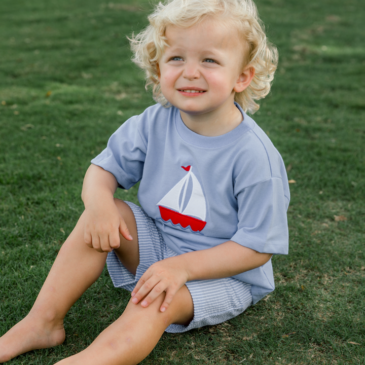 Smooth Sailing Blue Stripe Short Set, child 