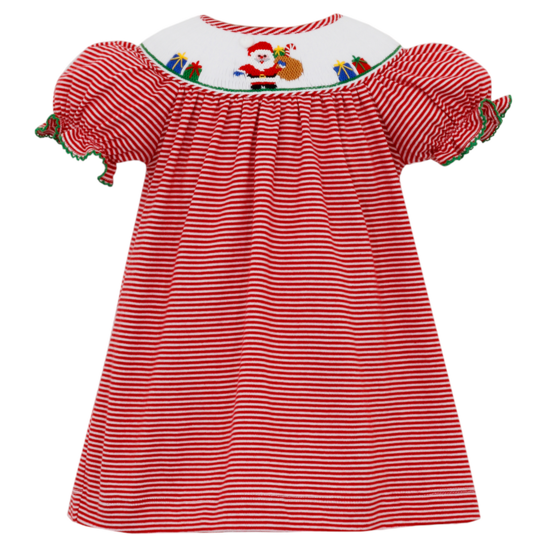 Petit Bebe Smocked Santa Red Stripe Knit Dress, front 