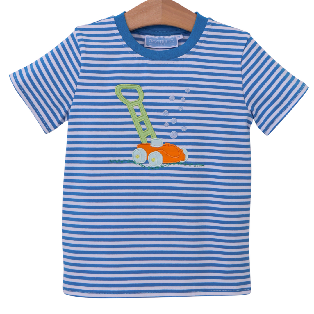 Lawn Mower Aqua Stripe Shirt, front