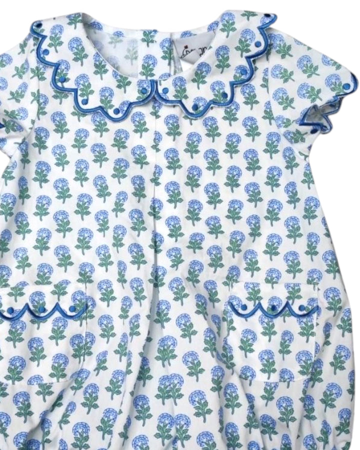 Hydrangea Print Pleated Front Girls Bubble