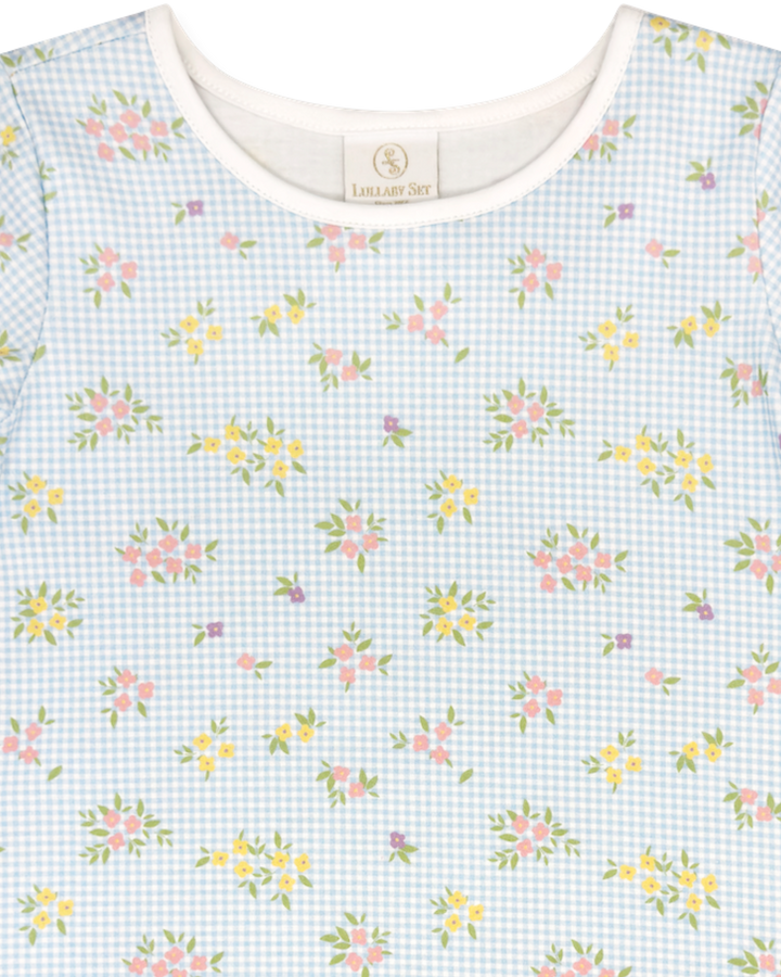 Floral patterned shirt with a checkered background