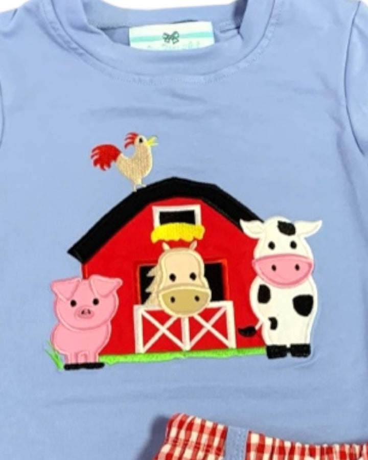 Farm Animal Red Check Boys Short Set, Shop That Store, close up