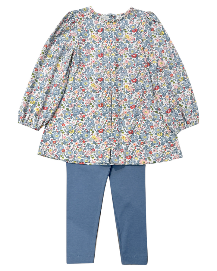 Festive Flower Blue Girl's Tunic Set, Shop That Store, front