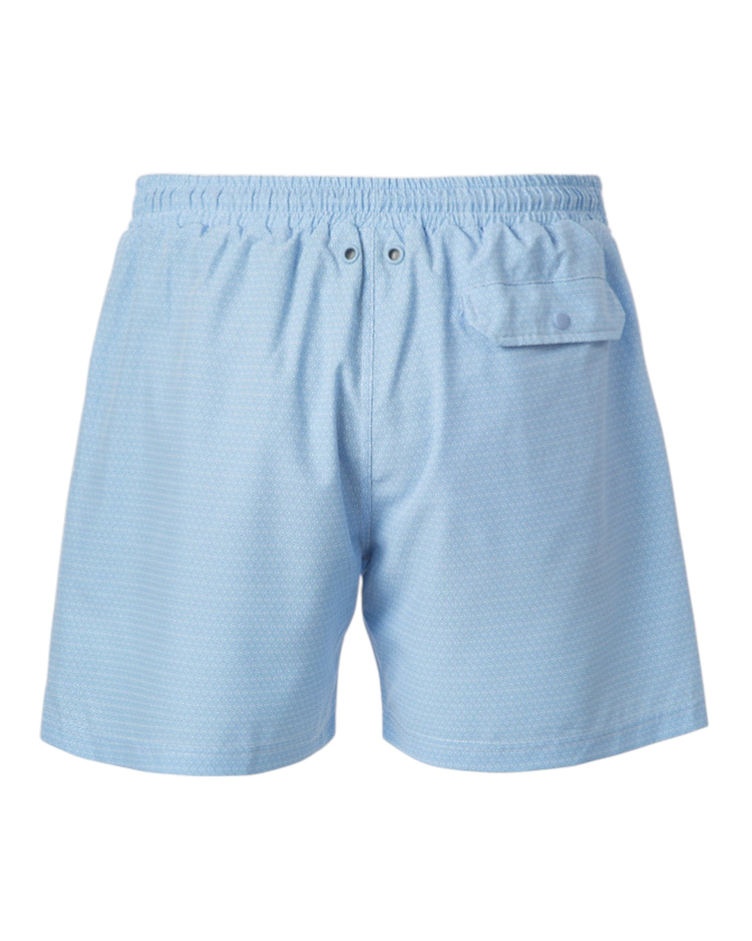 Light blue shorts with a subtle pattern on a white background