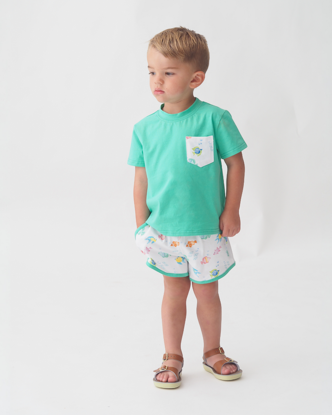 Fish Frenzy Boys Play Green Pocket Short Set, That Store, child