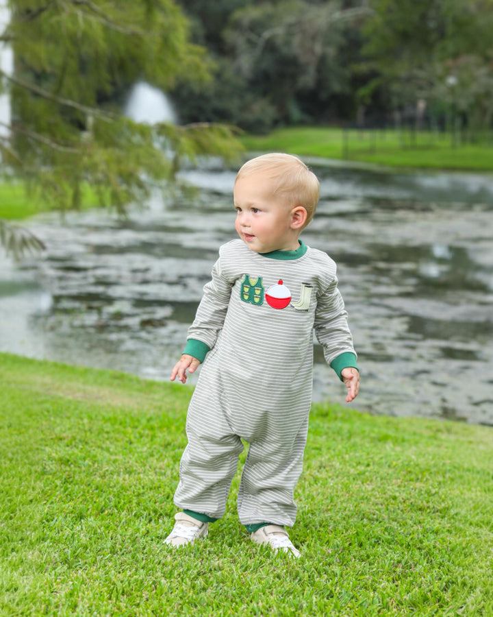 Fishing Trio Boys Green Romper