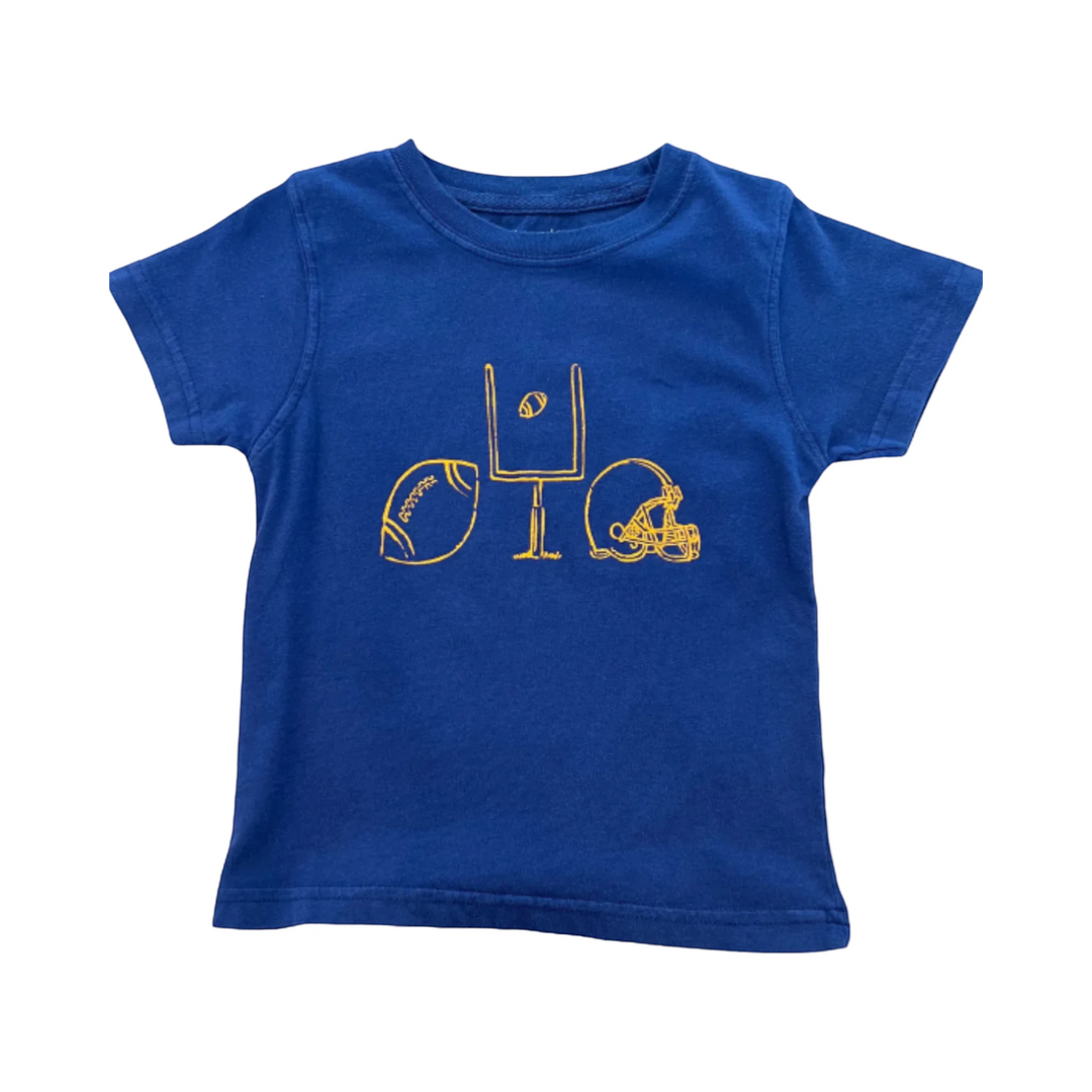 Football Trio Short Sleeve Tee- Navy & Orange