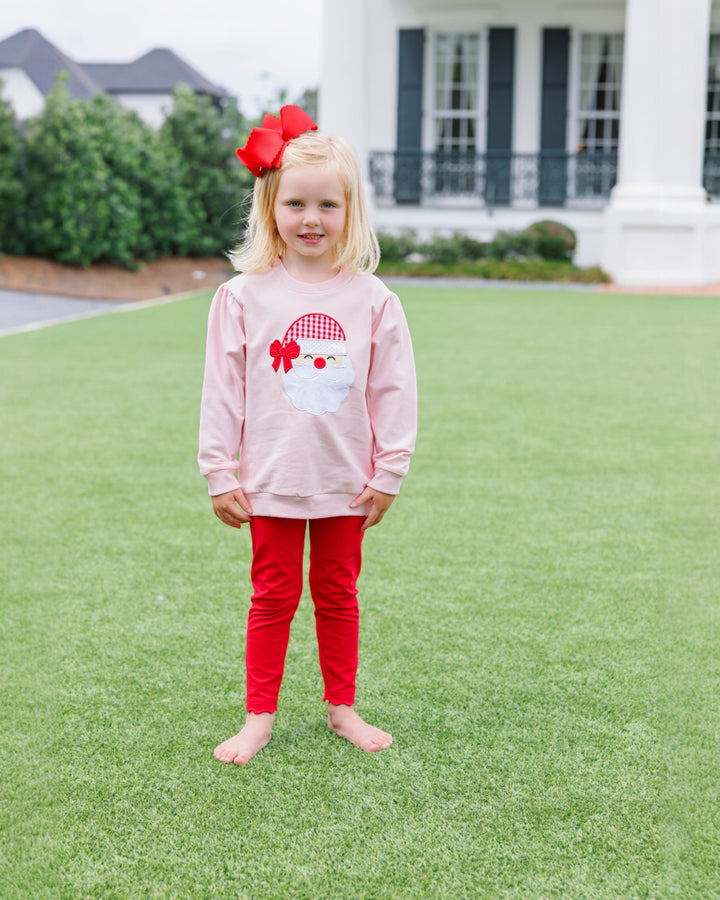 French Terry Girls Pullover- Santa Light Pink