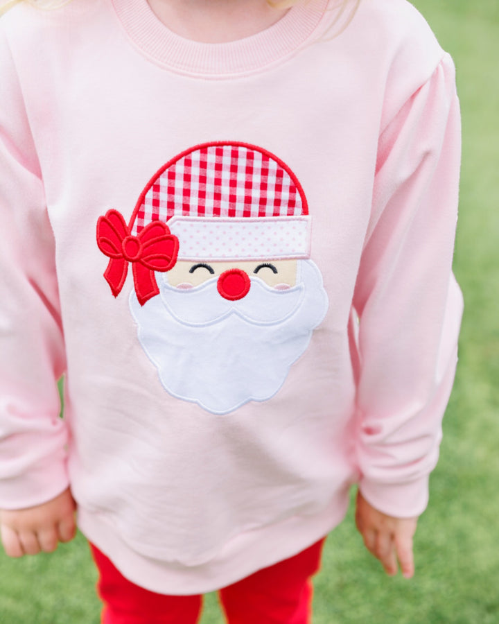 French Terry Girls Pullover- Santa Light Pink