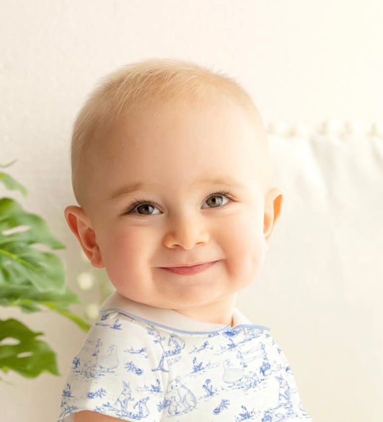 Blue Toile Bunnies Printed Bloomer Set