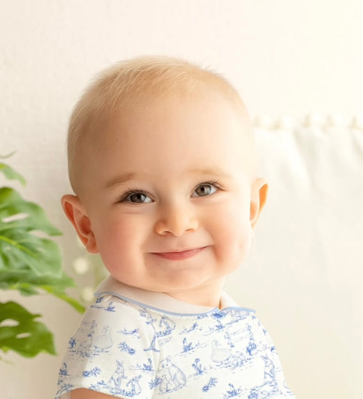 Blue Toile Bunnies Printed Bloomer Set
