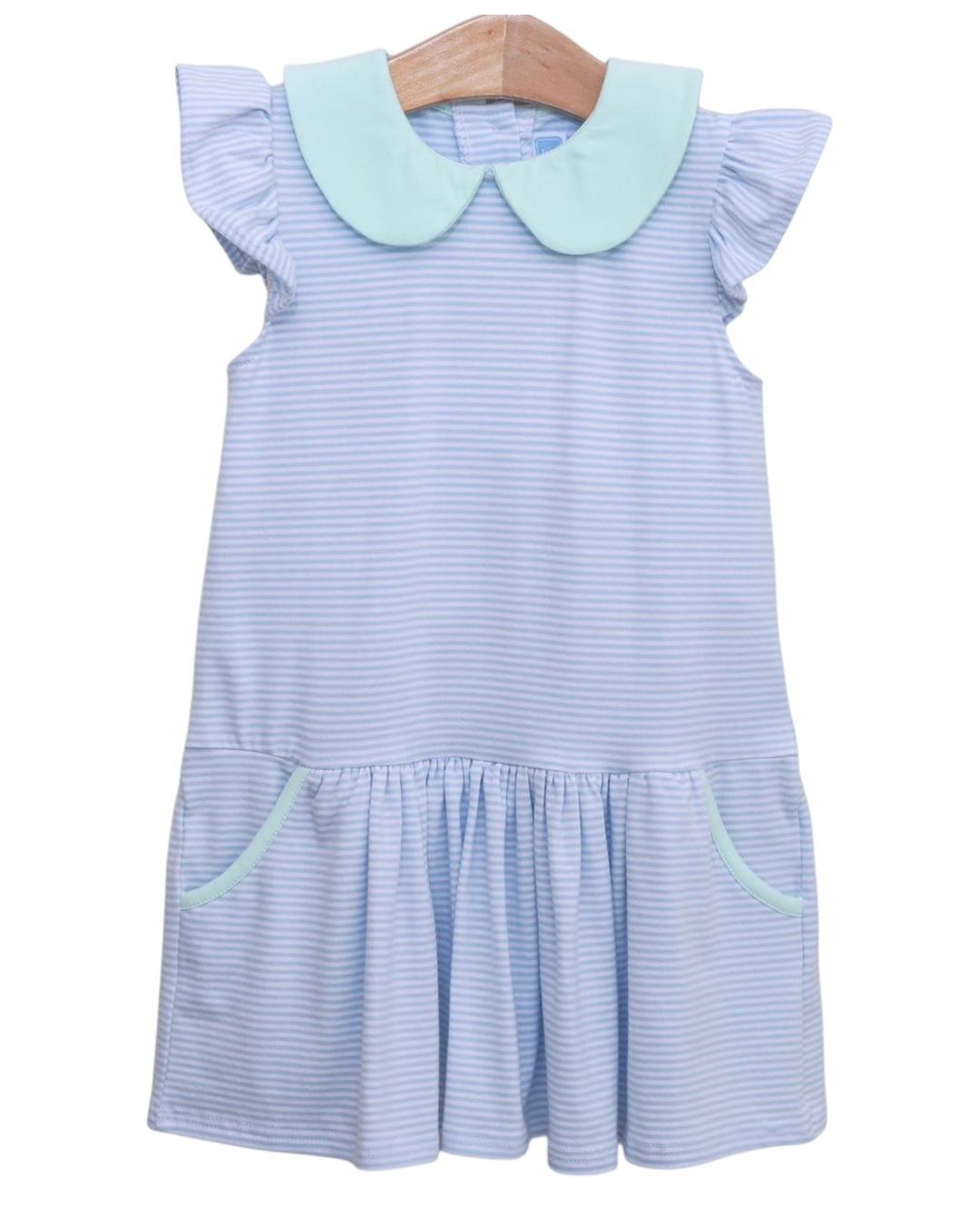 Genevieve Dress- Light Blue Stripe/Light Mint, That Store, front