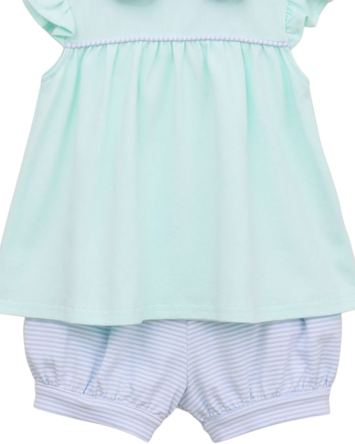 Genevieve Girls Bloomer Set- Light Blue Stripe/Light Mint, That Store, bottoms
