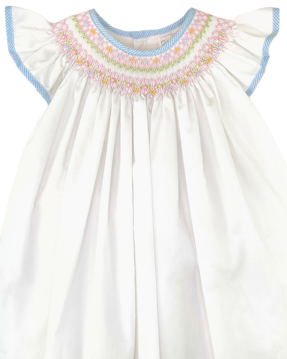 Geometric Smocked White Angel Wing Dress, Shop That Store, close up