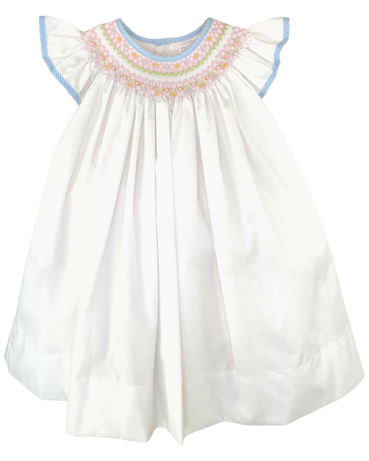 Geometric Smocked White Angel Wing Dress, Shop That Store, front
