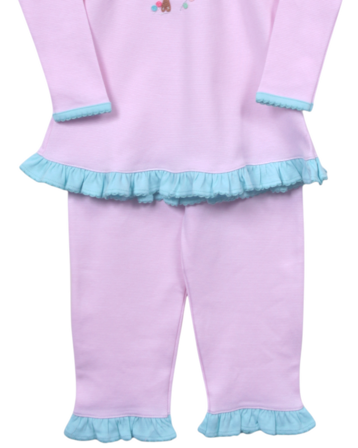 Ginger's House Felt Applique Pink Stripe Girl's Pant Set, That Store, pants
