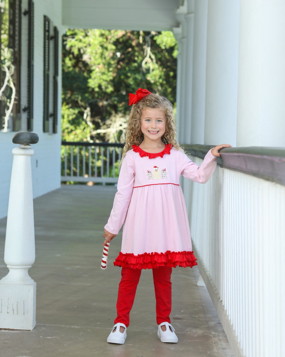  Gingerbread Pink Stripe Ruffle Girls Pant Set, That Store, child