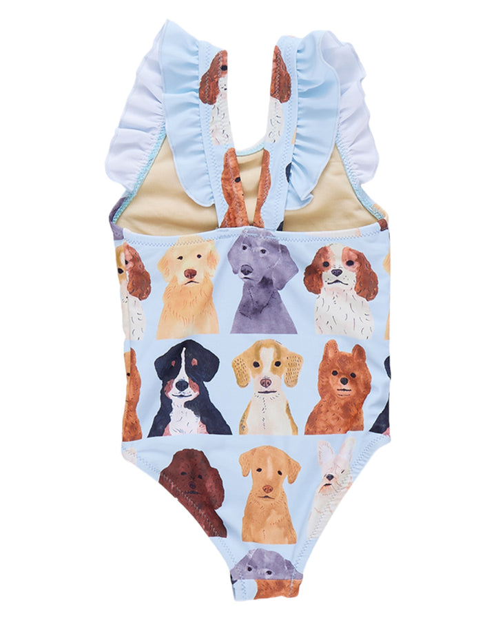 Girls Liv Suit - Light Blue Watercolor Dogs, That Store, back