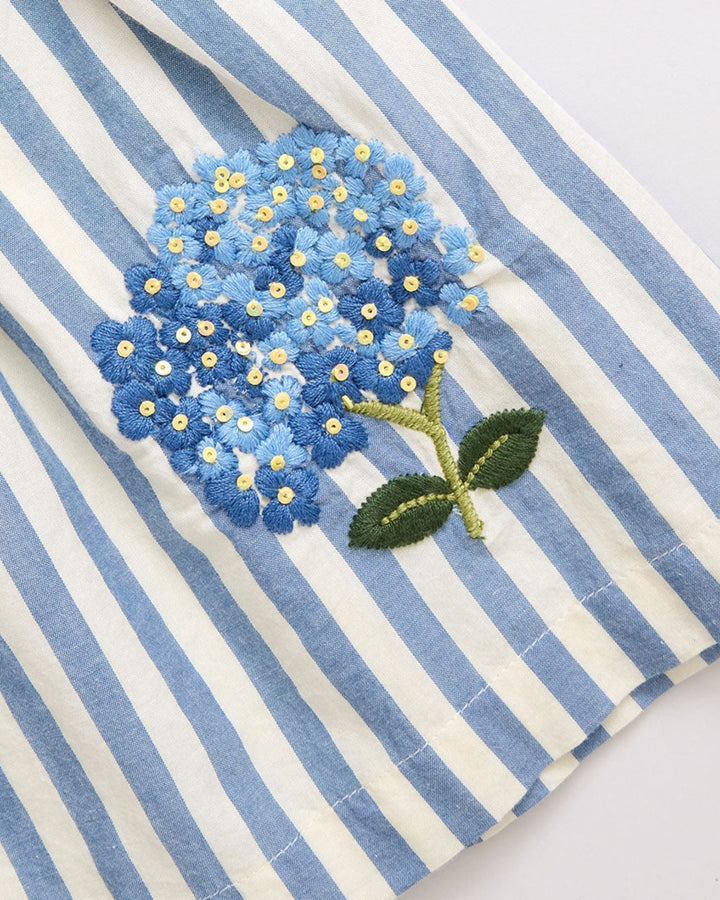Girls Sarita Dress - Blue Stripe, That Store, detail