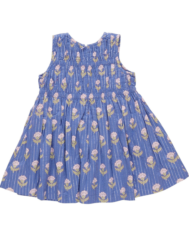 Girls Sleeveless Waverly Dress - Periwinkle Small Bud, That Store, back