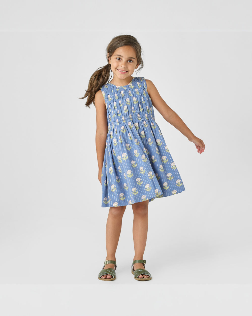 Girls Sleeveless Waverly Dress - Periwinkle Small Bud, That Store, child 1