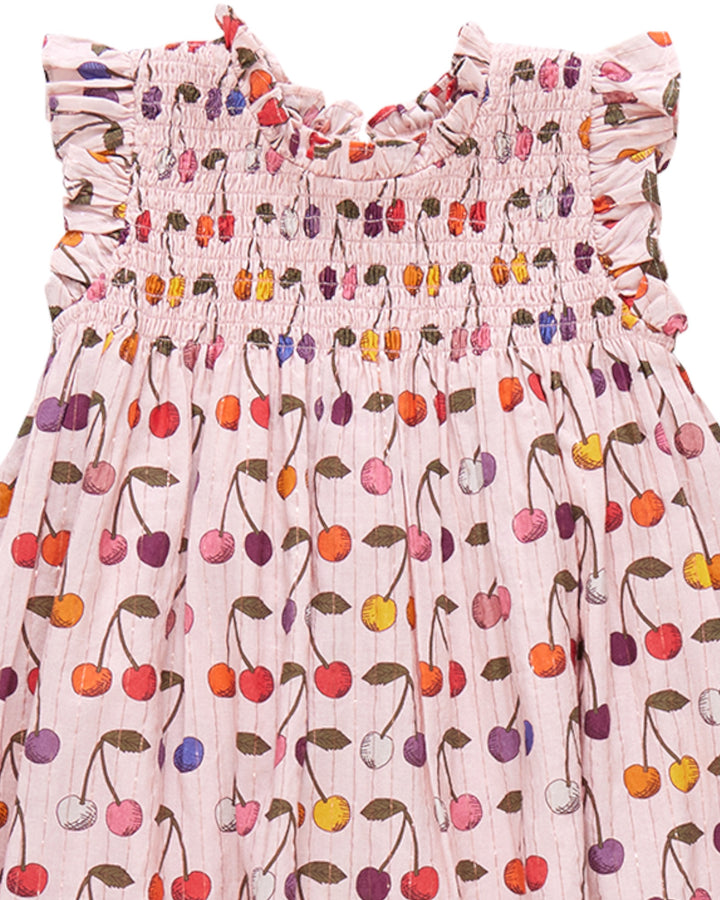 Girls Stevie Dress - Cloud Pink Cherry, That Store, close up