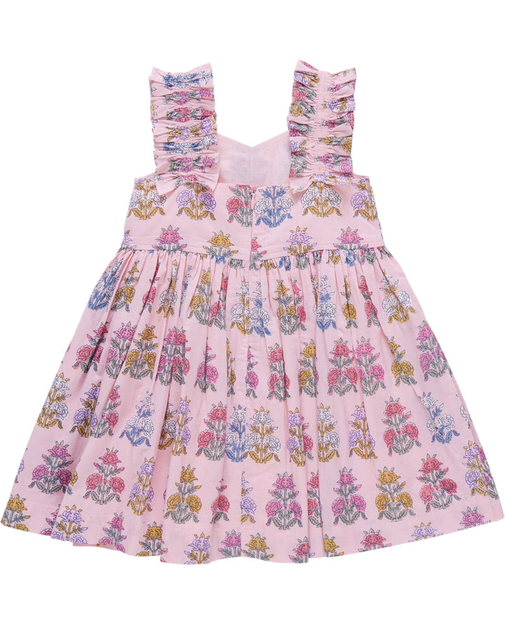 Girls Via Dress - Pink Flowerette, That Store, back