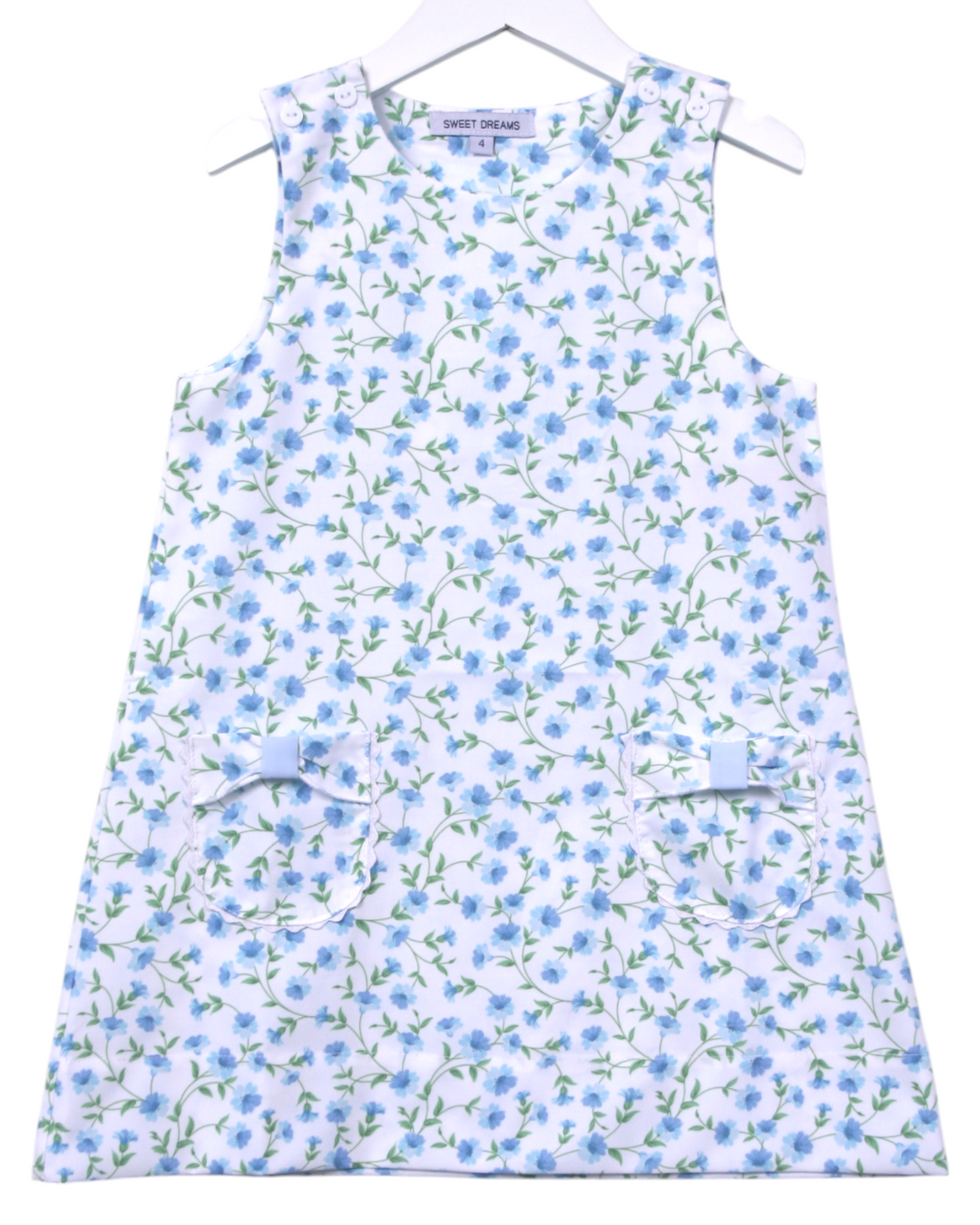 Glory Blue Floral Print Pocket Aline Dress, That Store, front