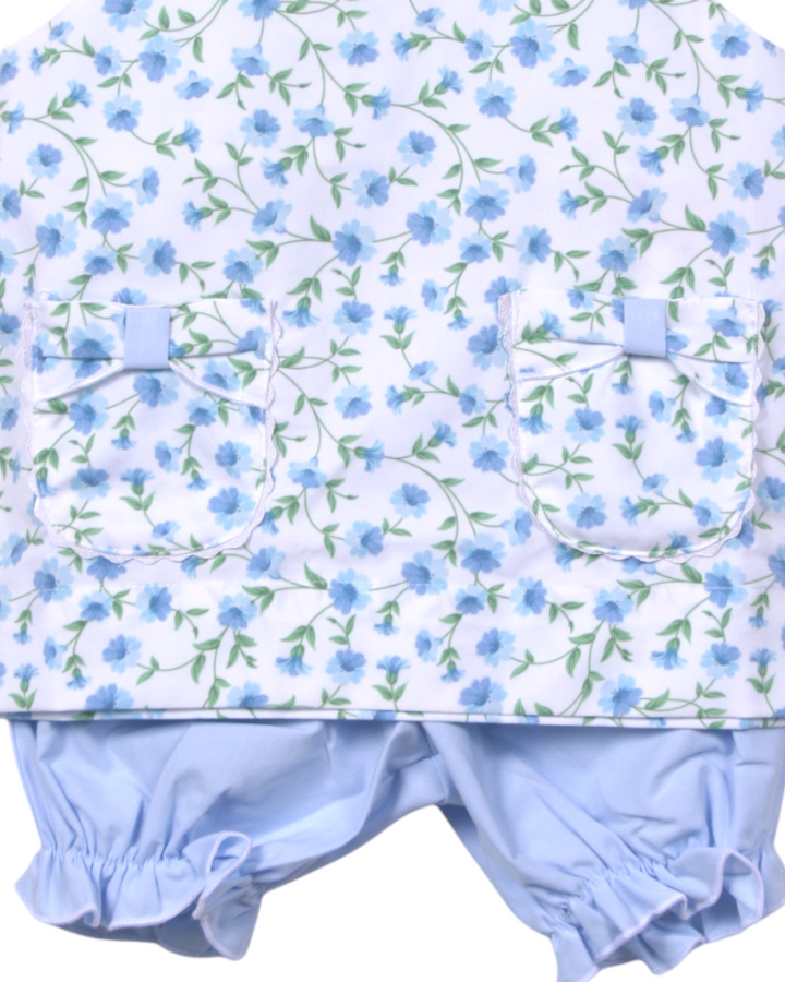 Glory Blue Floral Print Pocket Girls Bloomer Set, That Store, close