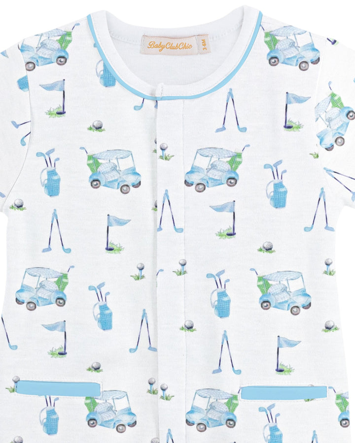 Golf Blue Boys Romper, That Store, close
