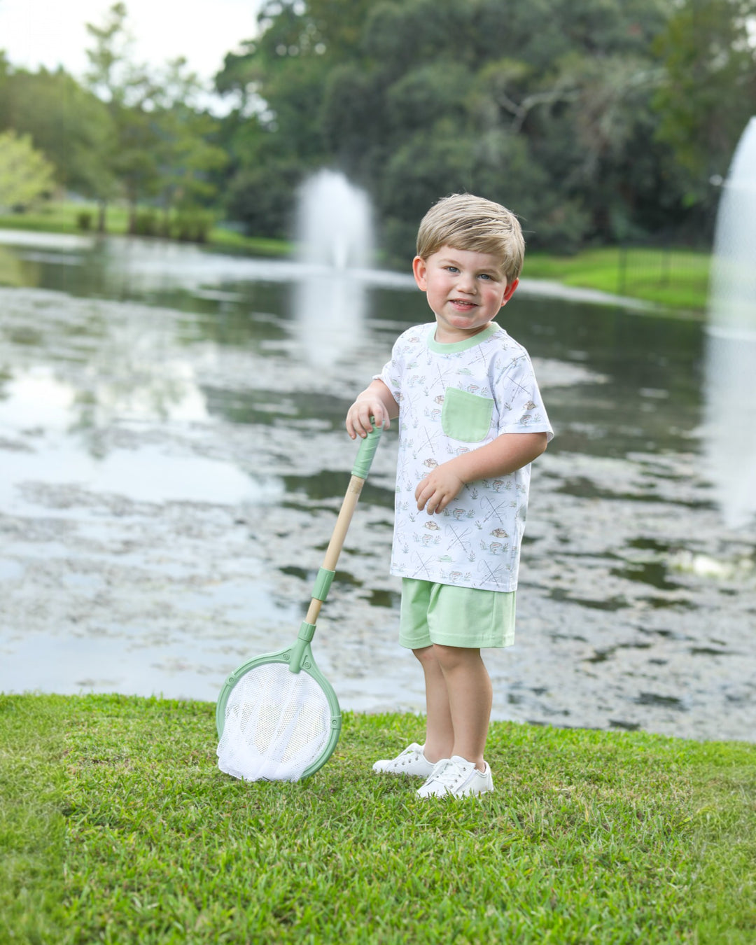 Gone Fishin' Pocket Green Boys Short Set, Shop That Store, child