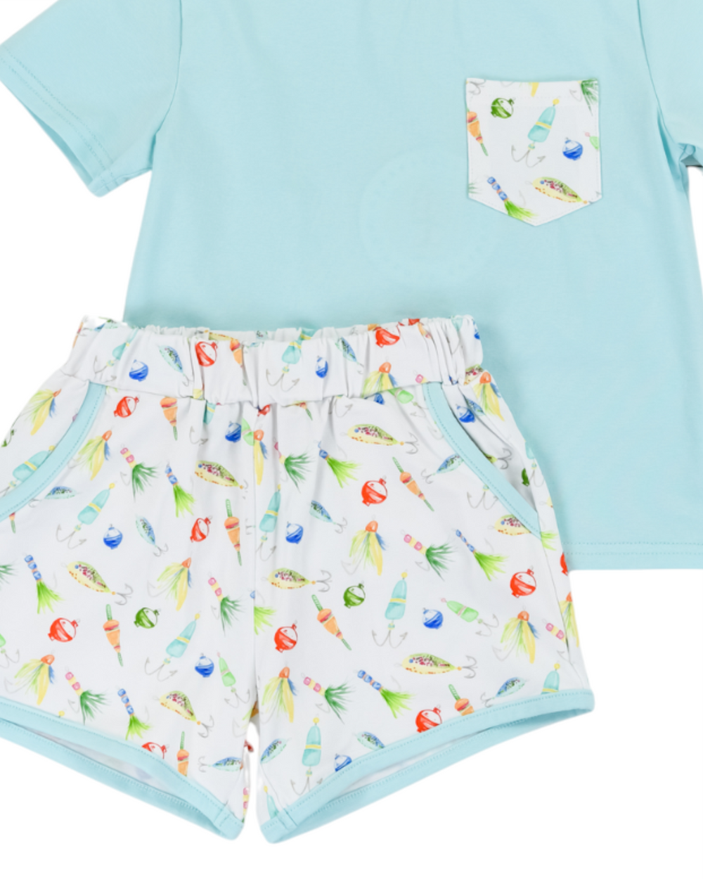  Gone Fishing Boys Play Pocket Aqua Short Set , That Store, close up