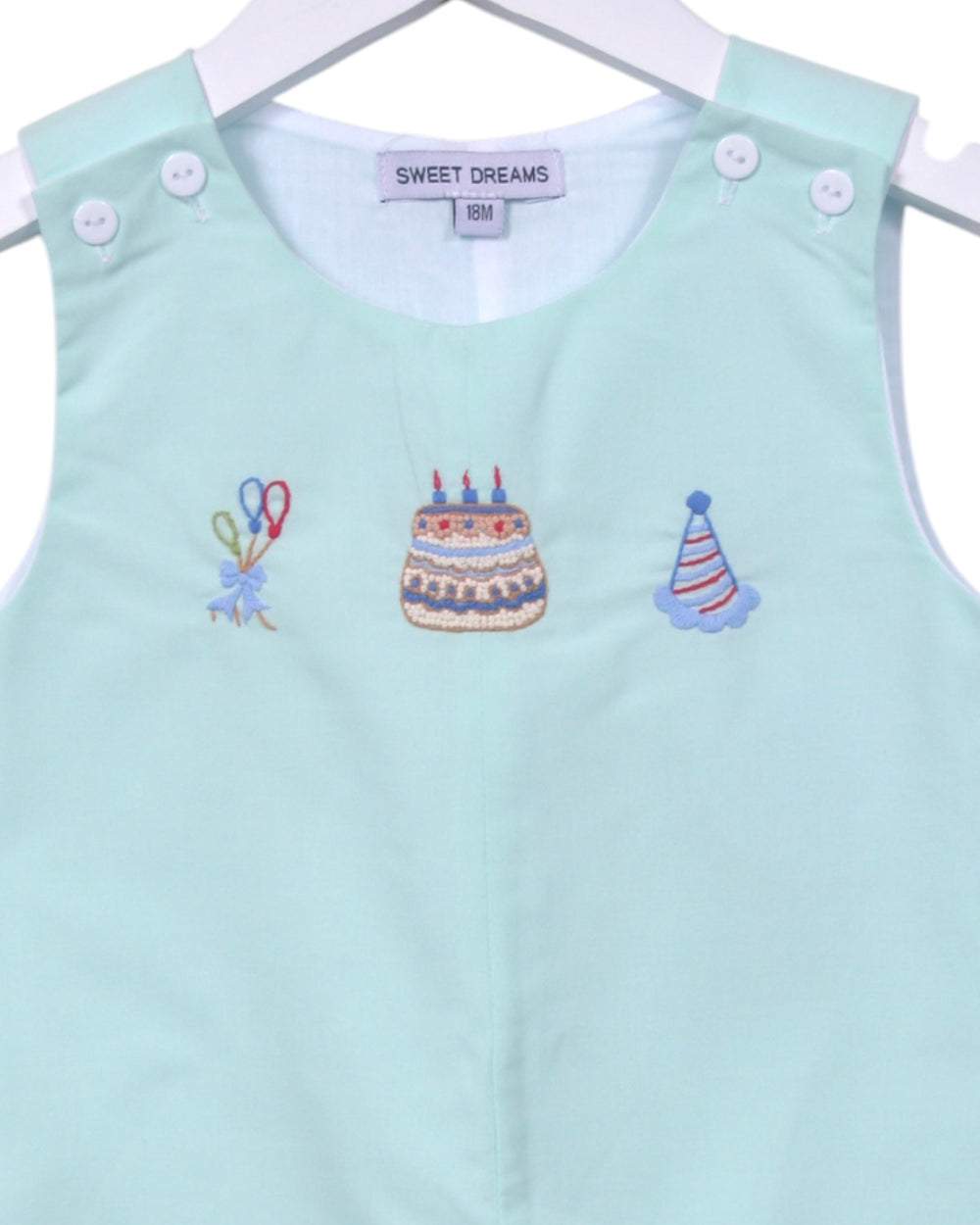 Happy Birthday Embroidered Mint Boys Jon Jon, That Store, close