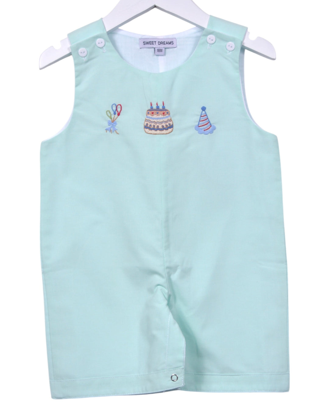 Happy Birthday Embroidered Mint Boys Jon Jon, That Store, front