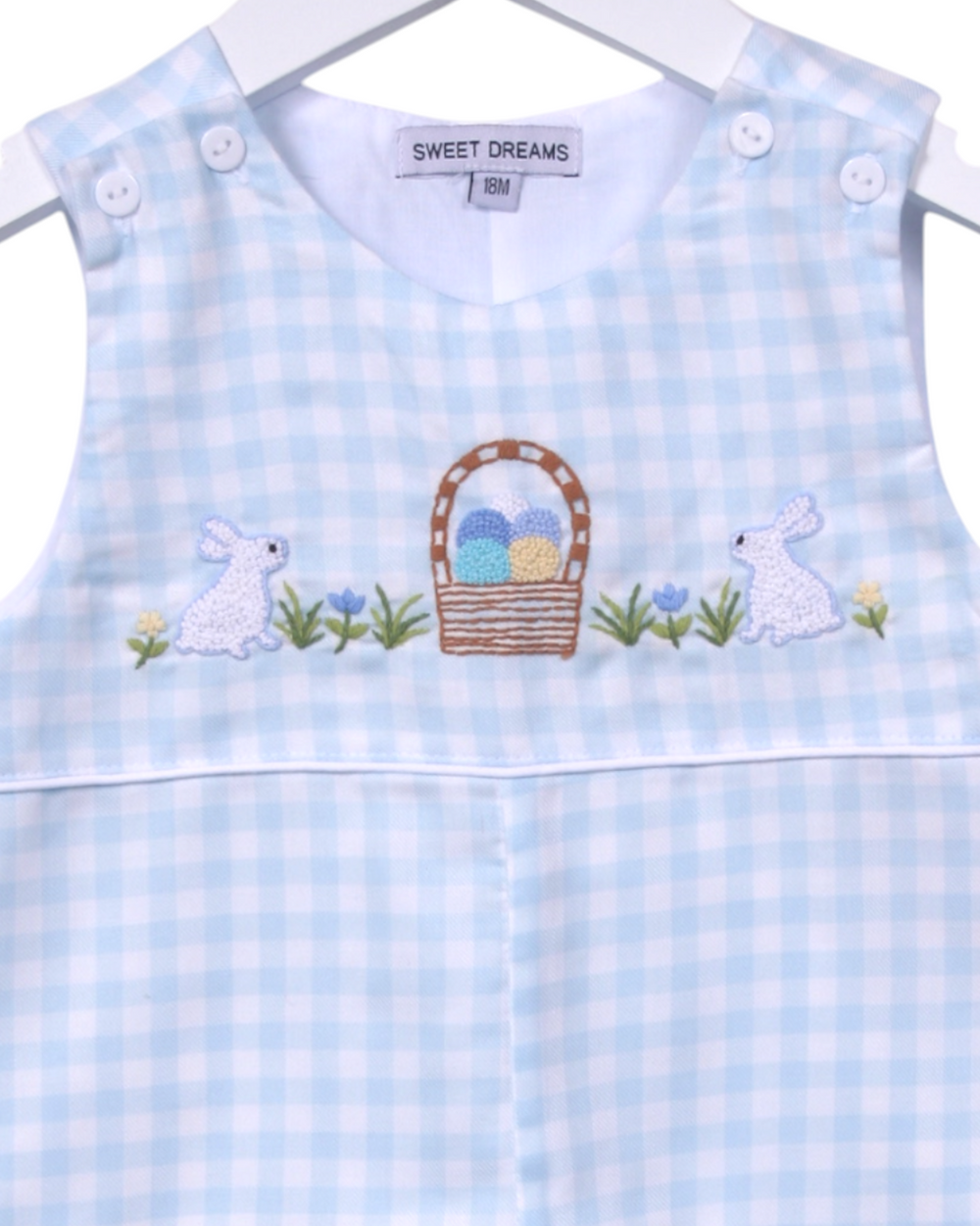 Happy Easter Embroidered Blue Gingham Boys Jon Jon, That Store, close