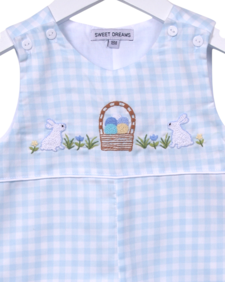 Happy Easter Embroidered Blue Gingham Boys Jon Jon, That Store, close